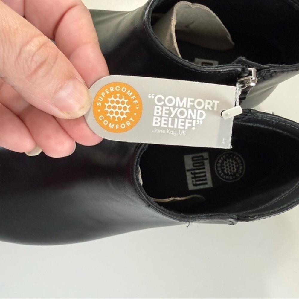 FitFlop‎ Ziggy Black Leather Zip Ankle Bootie 8.5 NIB SupercomFF Ergonomic APMA - Picture 11 of 12